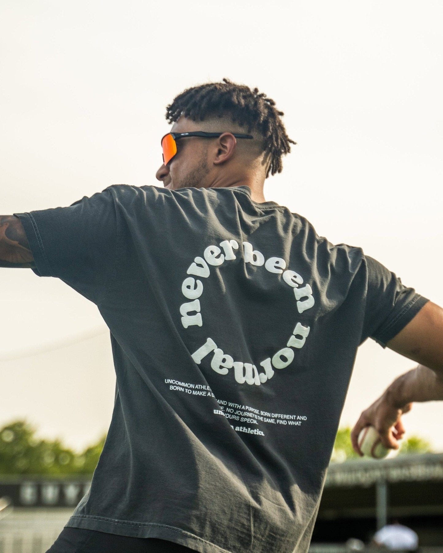 "NBN" Puff Print Tee Charcoal Gray